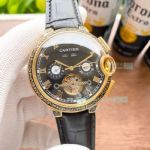 Quality Replica Cartier Ballon Bleu de Watch Black Dial Leather Strap